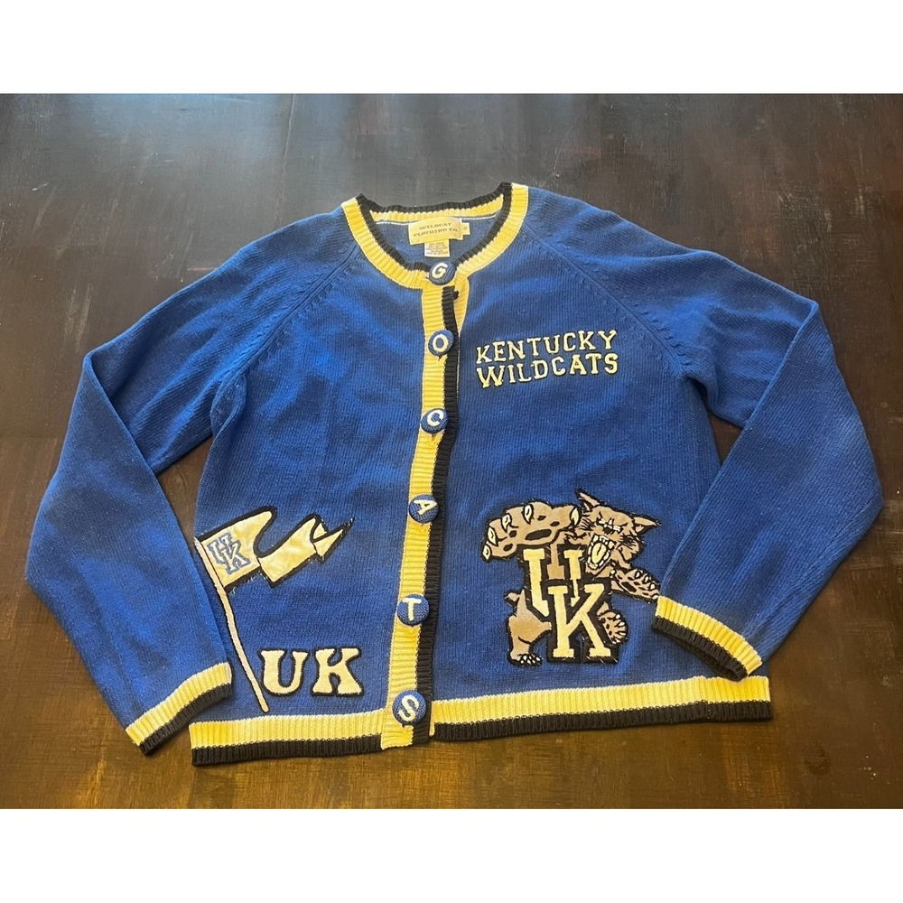 VTG Kentucky Wildcats College Sports NCAA Knit Cardigan Sweater Women Small